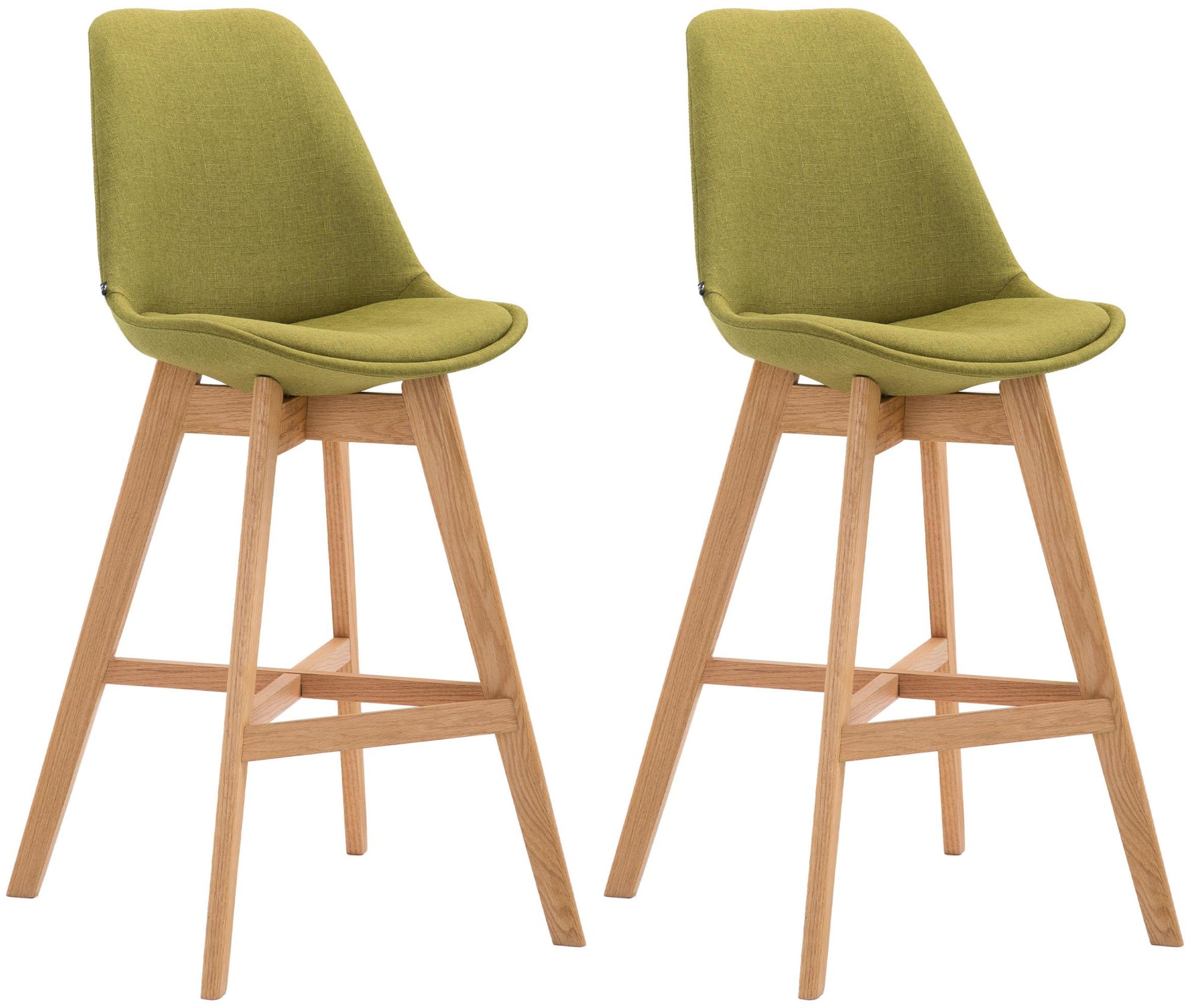 2-delige set Barkrukken - Hoge Stoelen - Comfortabele Zit, Duurzame Stofbekleding Kleur groen Onderstel Kleur natuur