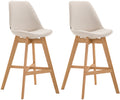 2-delige set Barkrukken - Hoge Stoelen - Comfortabele Zit, Duurzame Stofbekleding Kleur crème Onderstel Kleur natuur