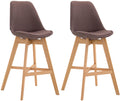 2-delige set Barkrukken - Hoge Stoelen - Comfortabele Zit, Duurzame Stofbekleding Kleur bruin Onderstel Kleur natuur