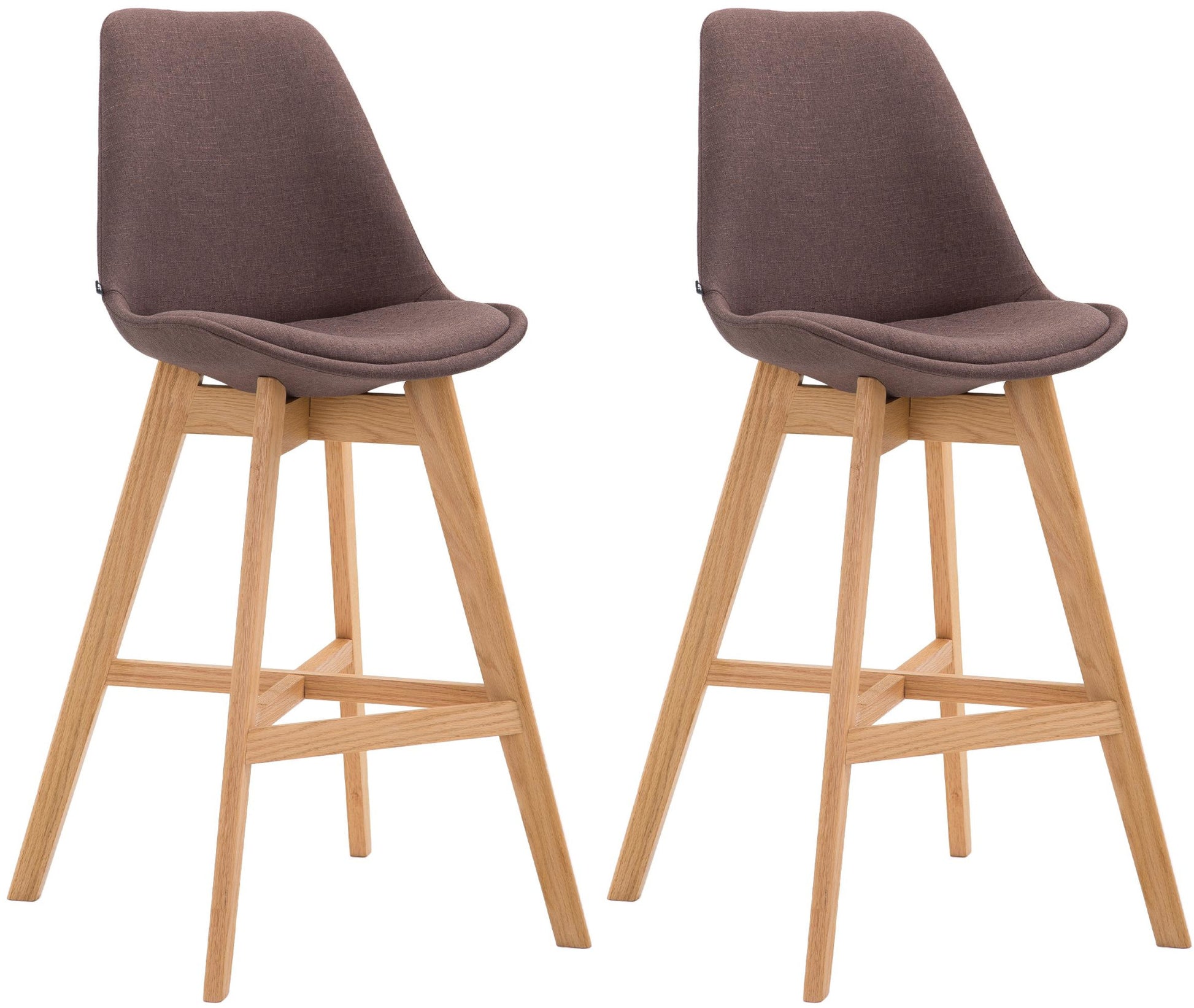 2-delige set Barkrukken - Hoge Stoelen - Comfortabele Zit, Duurzame Stofbekleding Kleur bruin Onderstel Kleur natuur