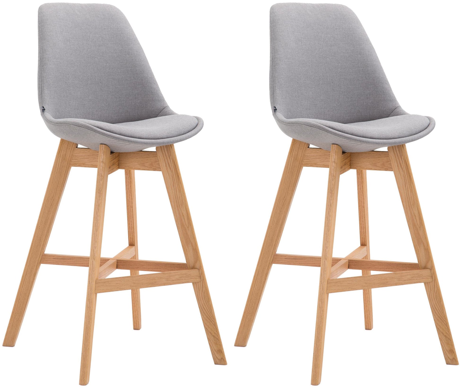 2-delige set Barkrukken - Hoge Stoelen - Comfortabele Zit, Duurzame Stofbekleding Kleur grijs Onderstel Kleur natuur