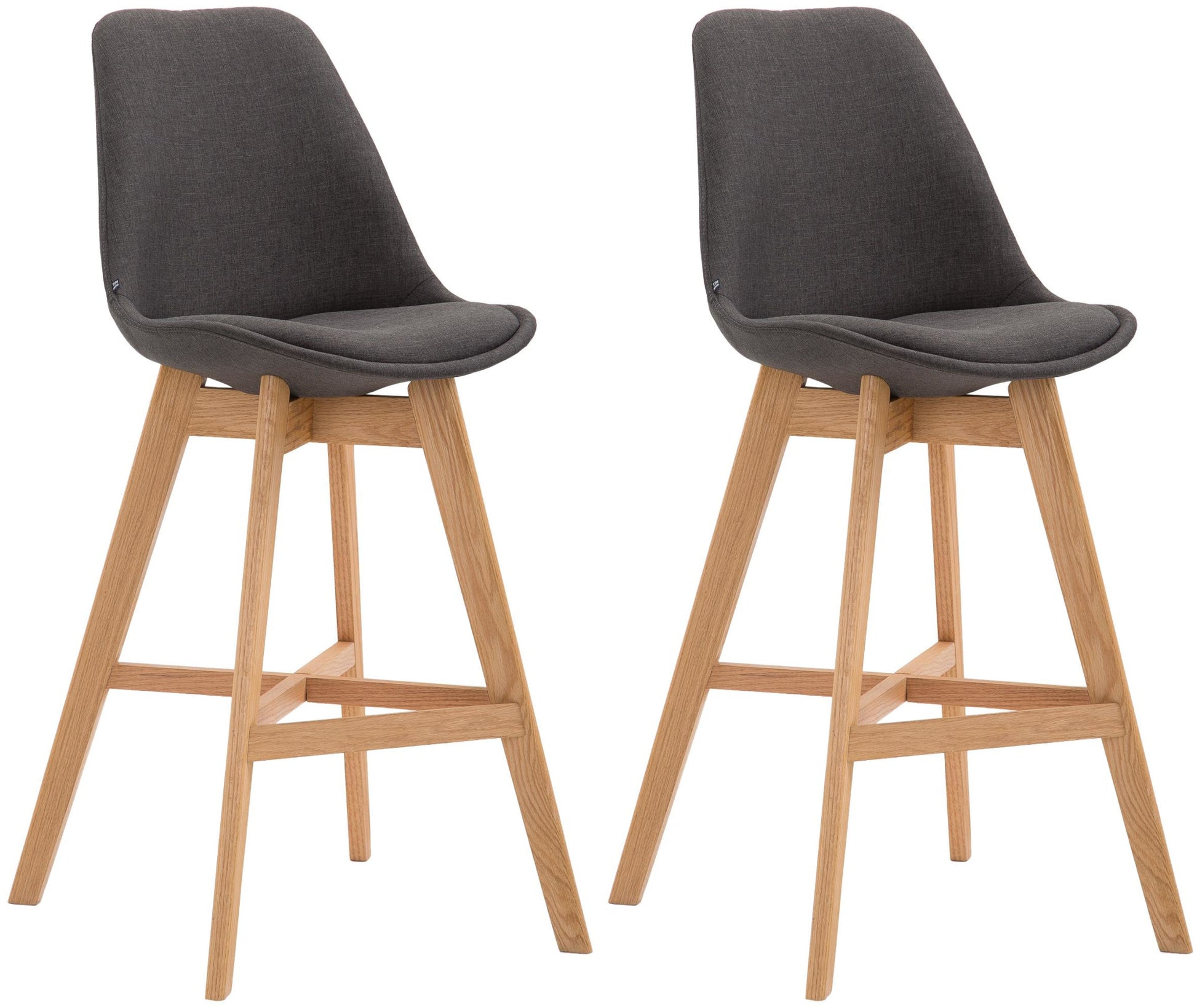 2-delige set Barkrukken - Hoge Stoelen - Comfortabele Zit, Duurzame Stofbekleding Kleur donkergrijs Onderstel Kleur natuur