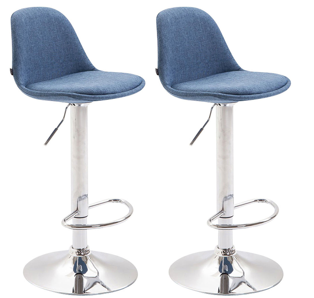 Barkruk - Kruk - Hoogte verstelbaar en comfortabel - Metalen Chroom Frame Kleur blauw