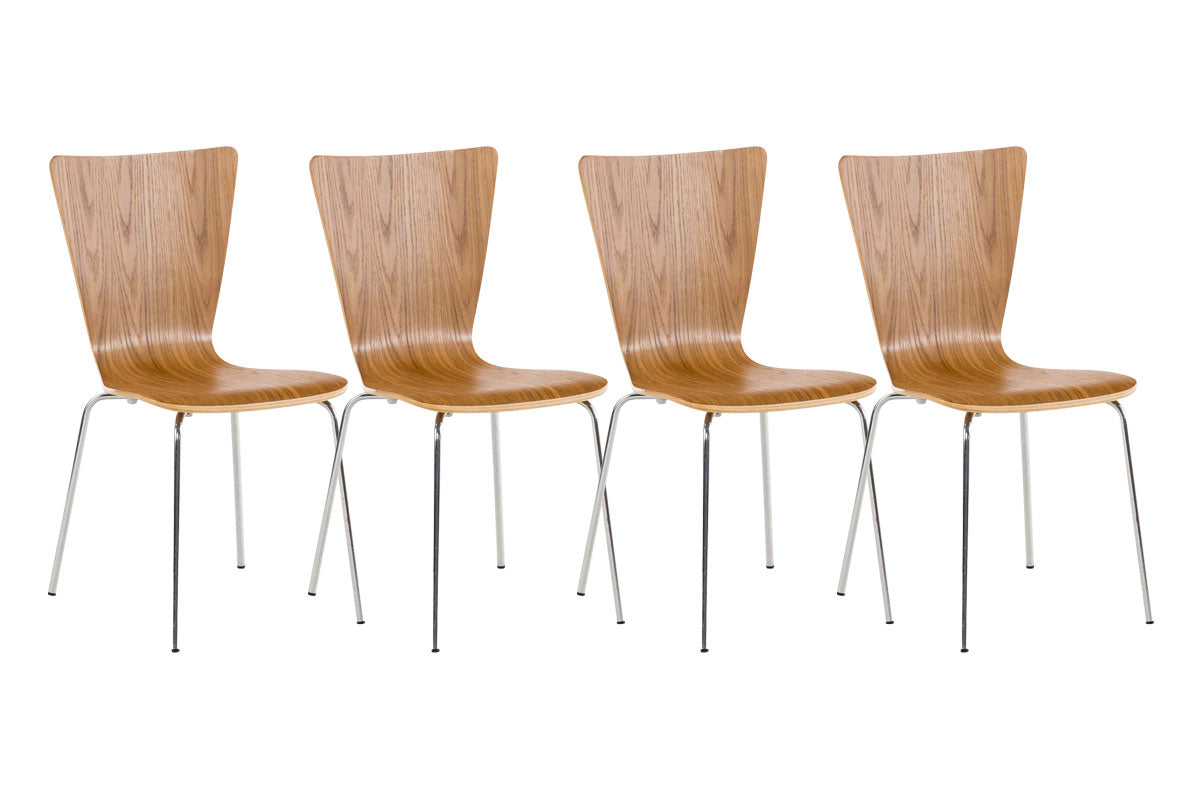 4x Bezoekersstoel - Vergaderstoelen - Ergonomische Zitting, Stapelbaar Design Kleur eik