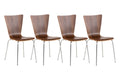 4x Bezoekersstoel - Vergaderstoelen - Ergonomische Zitting, Stapelbaar Design Kleur walnoot