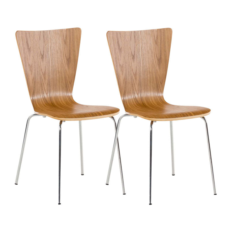 2-delige Set Bezoekersstoelen - Ergonomische Stacking Stoelen - Comfortabele Zitervaring Kleur eik