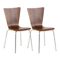 2-delige Set Bezoekersstoelen - Ergonomische Stacking Stoelen - Comfortabele Zitervaring Kleur walnoot