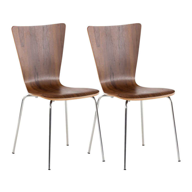 2-delige Set Bezoekersstoelen - Ergonomische Stacking Stoelen - Comfortabele Zitervaring Kleur walnoot