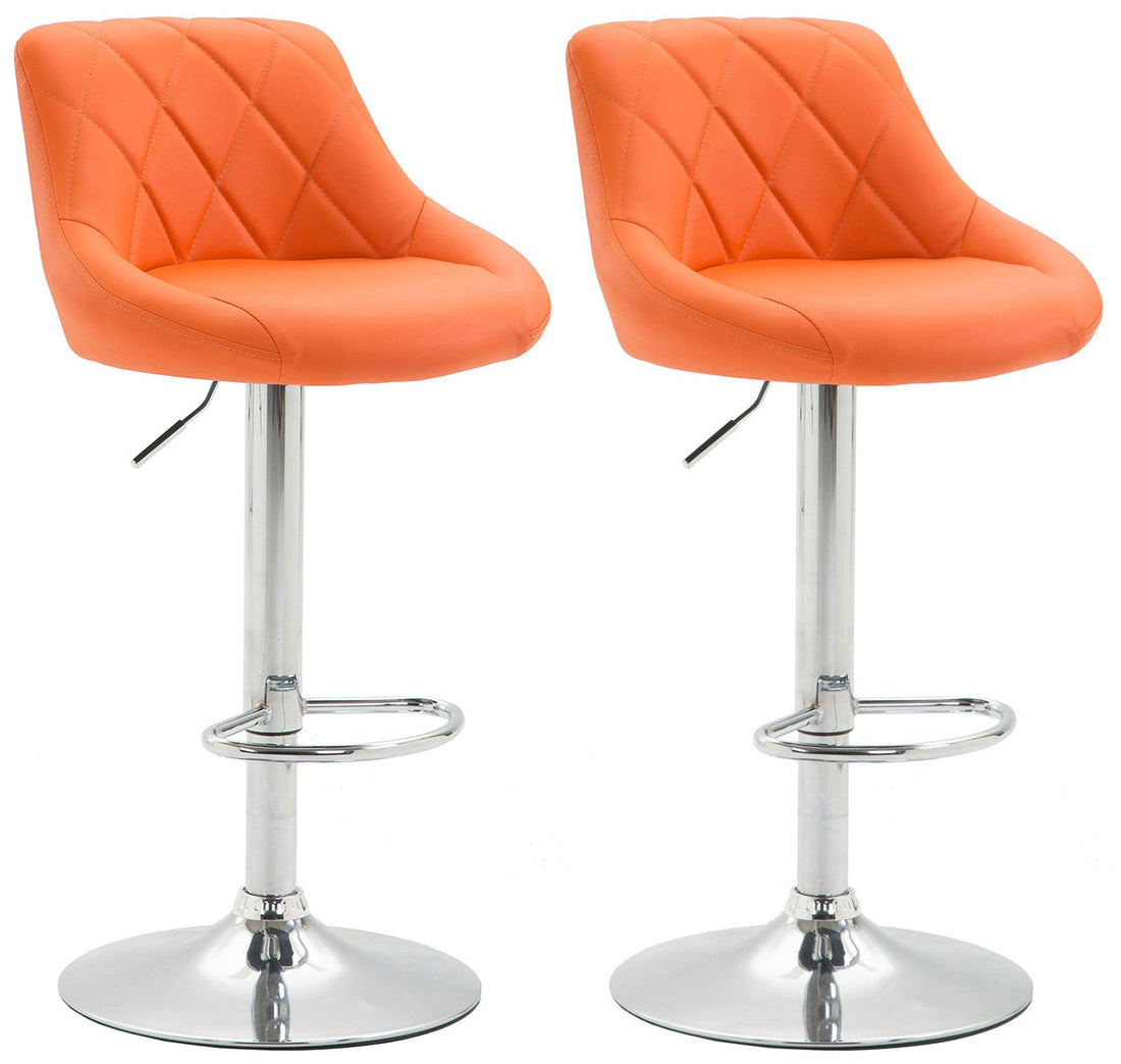 Set van 2 Barkrukken – Kunstleren Barstoelen – Verstelbaar & 360° draaibaar voor optimaal comfort Kleur oranje