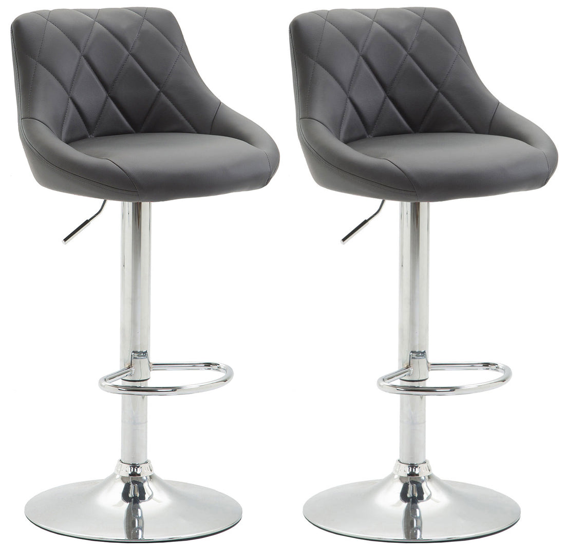 Set van 2 Elegante Barkrukken - Kunstleren Stoelen - Verstelbare Hoogte Kleur grijs