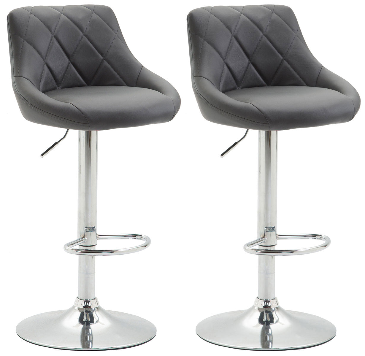 Set van 2 Elegante Barkrukken - Kunstleren Stoelen - Verstelbare Hoogte Kleur grijs