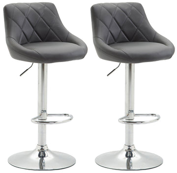 Set van 2 Elegante Barkrukken - Kunstleren Stoelen - Verstelbare Hoogte Kleur grijs