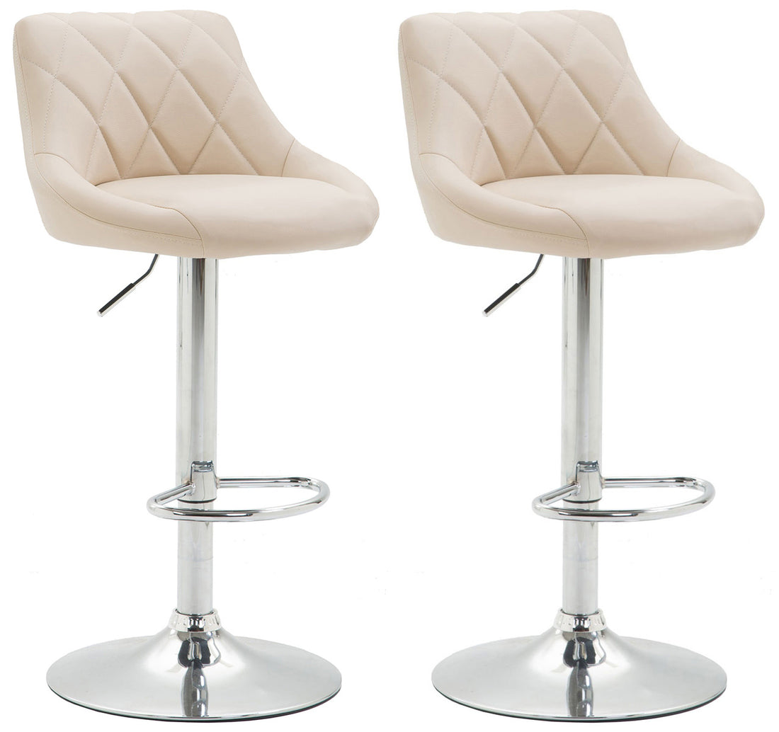 Set van 2 Elegante Barkrukken - Hoge Krukken - 360° Draaibaar & Comfortabel Zitcomfort Kleur crème