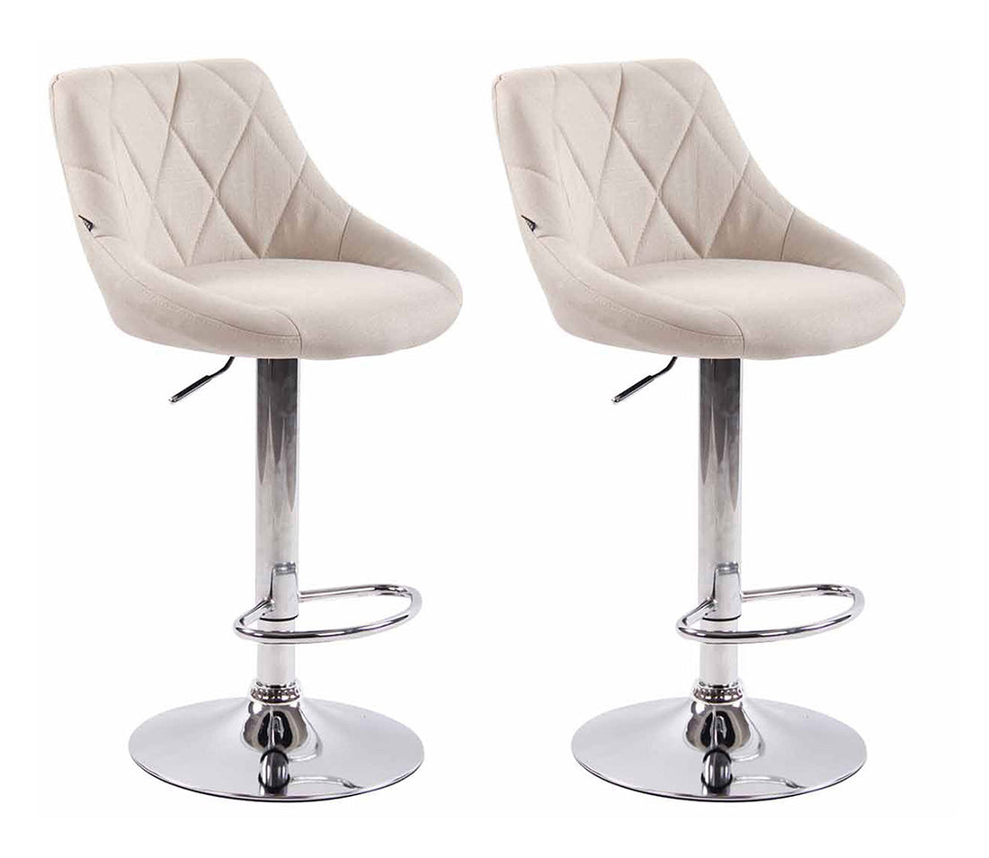 2 Stoffen Barkrukken Set - Barstoelen - In Hoogte Verstelbaar & Comfortabele Voetsteun Kleur crème