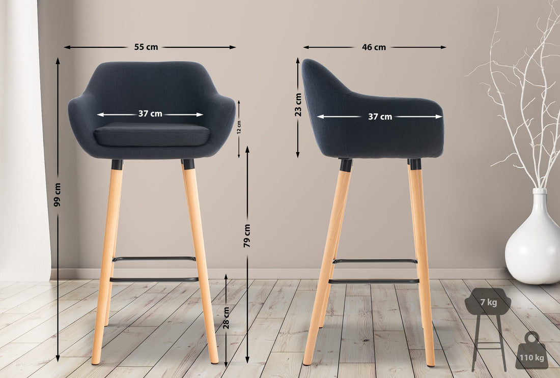 Set van 2 Barkrukken - Hoge Stoelen - Optimaal Zitcomfort - Voor gezellige momenten Kleur zwart