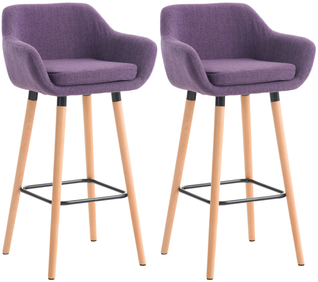 Set van 2 Luxe Barkrukken - Fauteuil Stijl - Comfortabele Rugleuning & Wasbaar Kussen Kleur paars