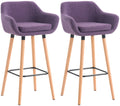 Set van 2 Luxe Barkrukken - Fauteuil Stijl - Comfortabele Rugleuning & Wasbaar Kussen Kleur paars