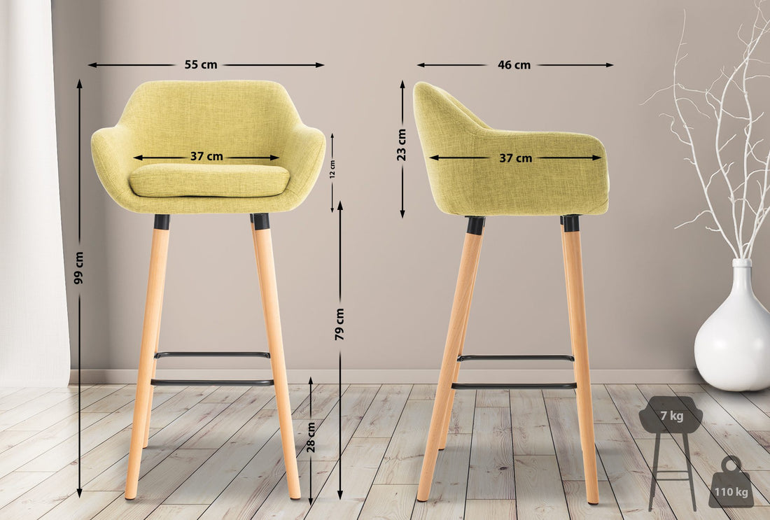 Set van 2 Luxe Barkrukken - Fauteuilstoelen - Comfortabel & Gemakkelijk Schoon Te Maken Kleur lichtgroen