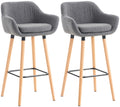 2-delige set Barkrukken - Hoge Stoelen - Comfortabele Rugleuning - Beukenhout Frame Kleur lichtgrijs