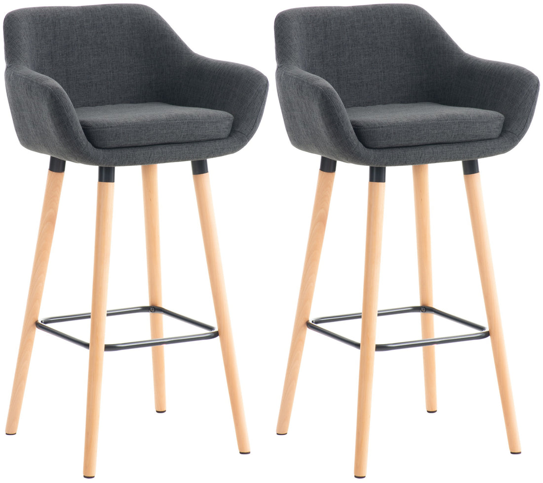 Set van 2 Barkrukken - Barstoelen - Comfortabele Stoffen Bekleding, Gezellig Design Kleur donkergrijs