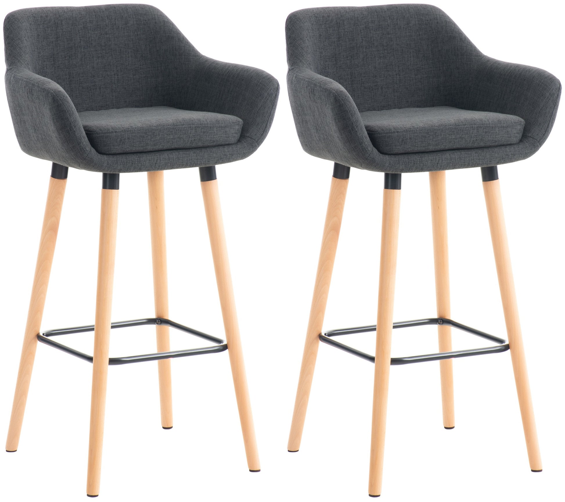 Set van 2 Barkrukken - Barstoelen - Comfortabele Stoffen Bekleding, Gezellig Design Kleur donkergrijs