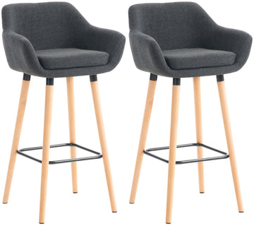 Set van 2 Barkrukken - Barstoelen - Comfortabele Stoffen Bekleding, Gezellig Design Kleur donkergrijs