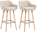 2-delige set Barkrukken - Hoge Stoelen - Comfortabele Rugleuning - Beukenhout Frame Kleur crème