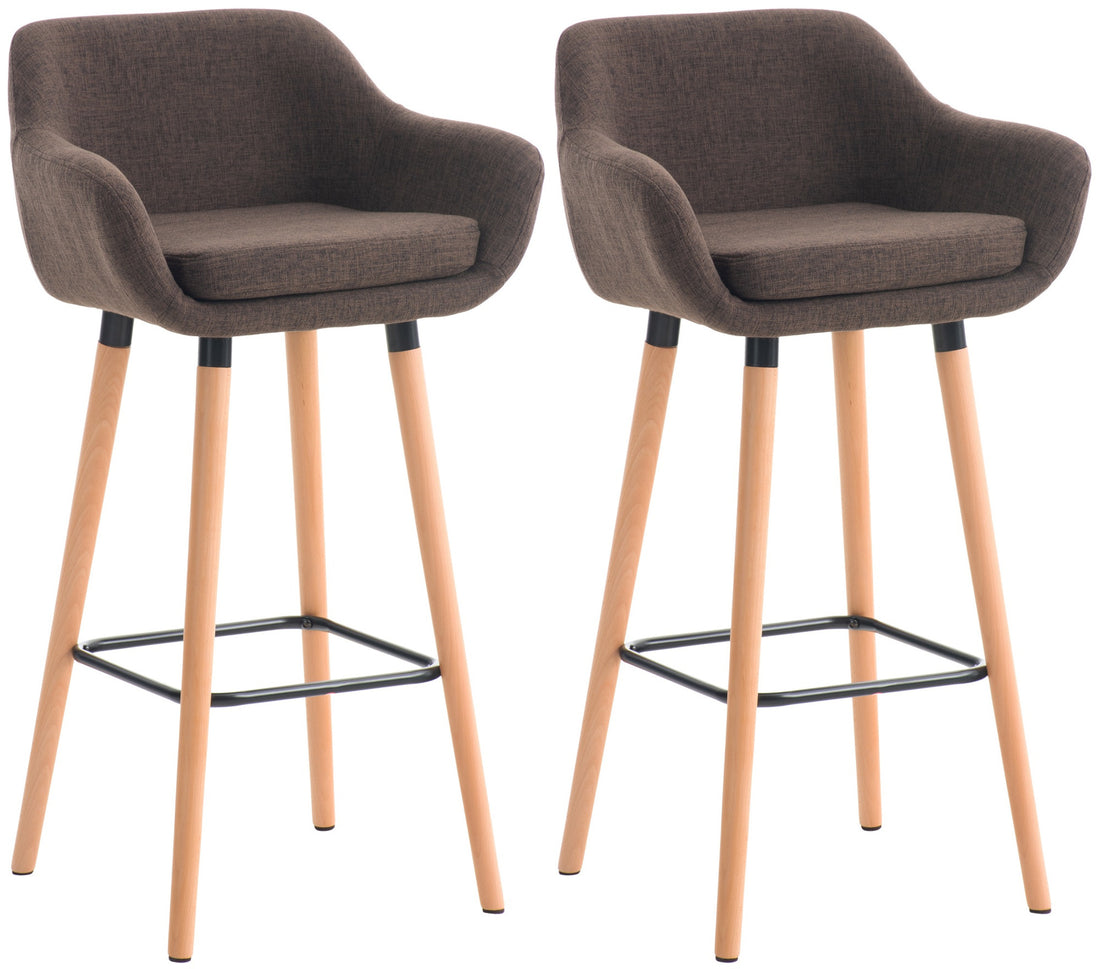 2-delige set Barkrukken - Fauteuil-stijl - Ergonomisch ontwerp Kleur bruin