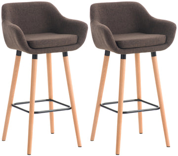 2-delige set Barkrukken - Fauteuil-stijl - Ergonomisch ontwerp Kleur bruin