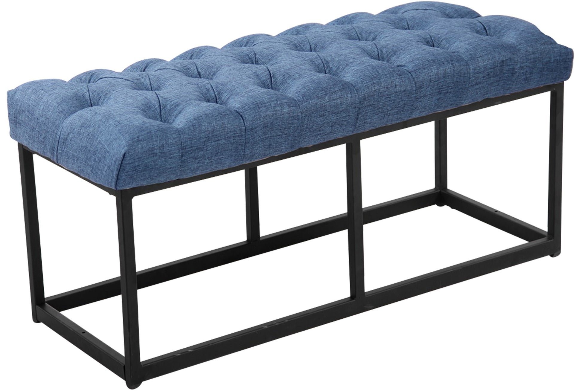 Zitbank met stoffen bekleding - Gestoffeerde Bank - Onderhoudsvriendelijk - Zwart Metaal Frame Kleur blauw Maat