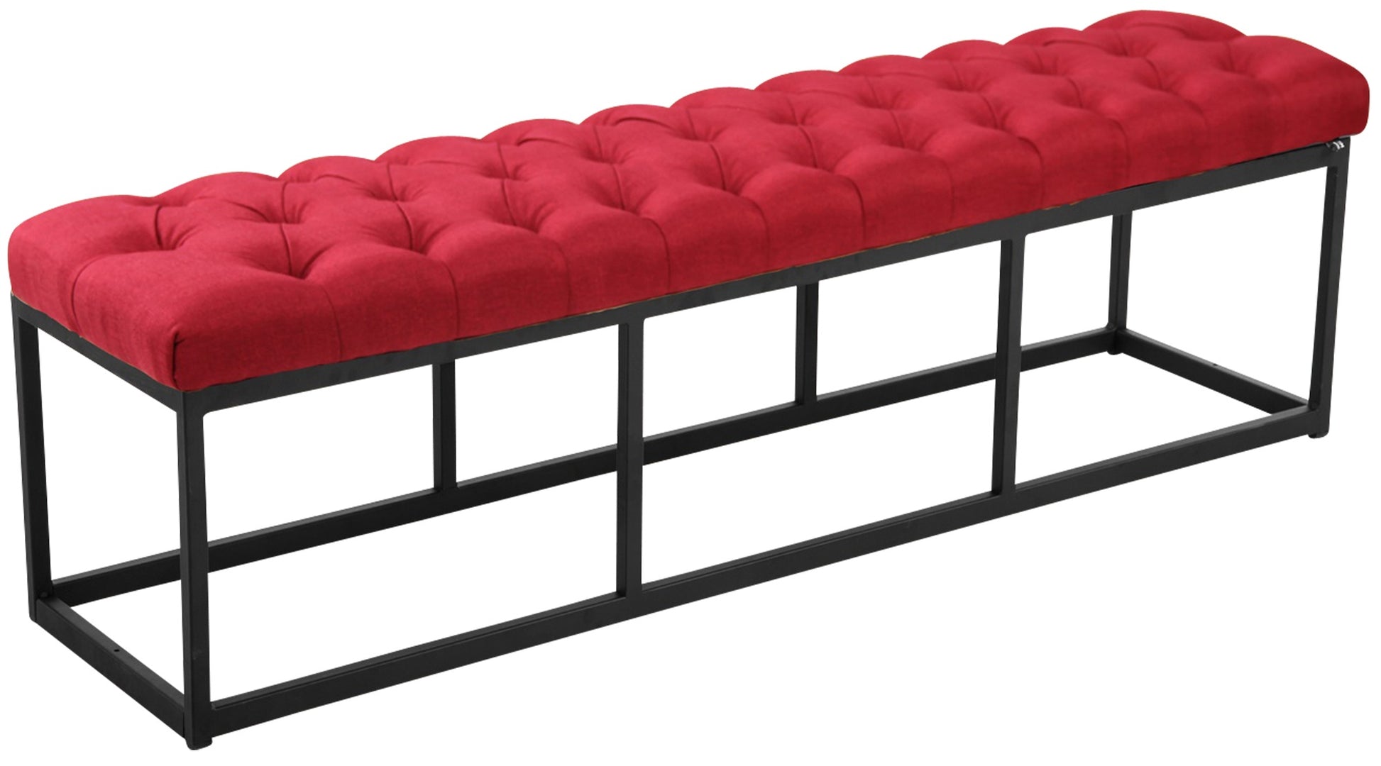 Zitbank met stoffen bekleding - Gestoffeerde Bank - Onderhoudsvriendelijk - Zwart Metaal Frame Kleur rood Maat