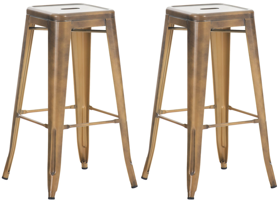 Set van 2 Barkrukken - Hoge Krukken - Stapelbaar, Ruimtebesparend Ontwerp Kleur goud