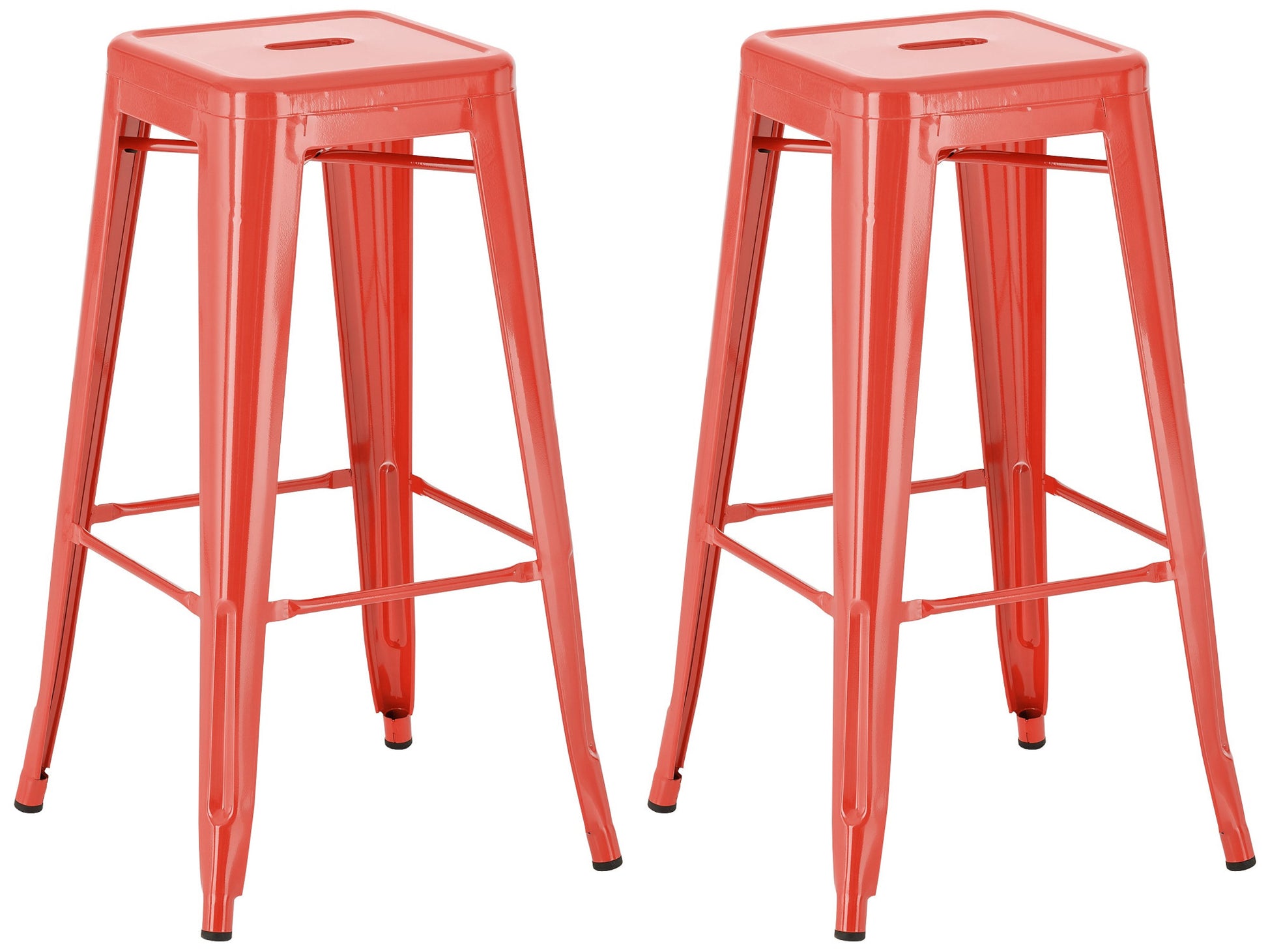 Set van 2 Barkrukken - Hoge Krukken - Stapelbaar, Ruimtebesparend Ontwerp Kleur rood