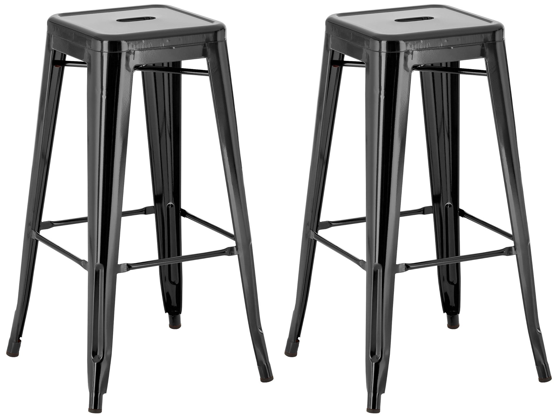 Set van 2 Barkrukken - Hoge Krukken - Stapelbaar, Ruimtebesparend Ontwerp Kleur zwart