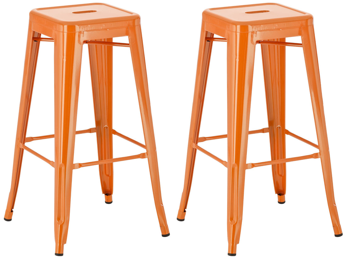 Set van 2 Klassieke Barkrukken - Stapelbaar - Onderhoudsvriendelijkontwerp Kleur oranje