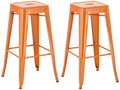 Set van 2 Klassieke Barkrukken - Stapelbaar - Onderhoudsvriendelijkontwerp Kleur oranje