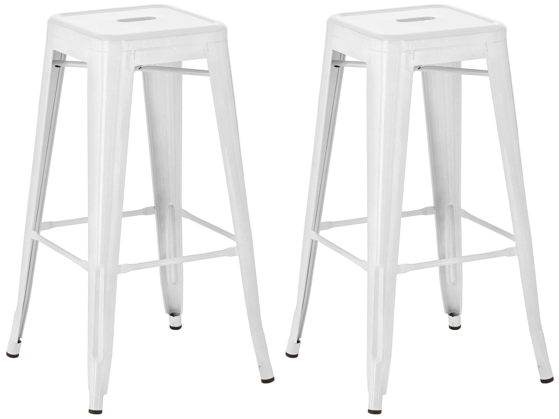 Set van 2 Barkrukken - Hoge Krukken - Stapelbaar, Ruimtebesparend Ontwerp Kleur wit