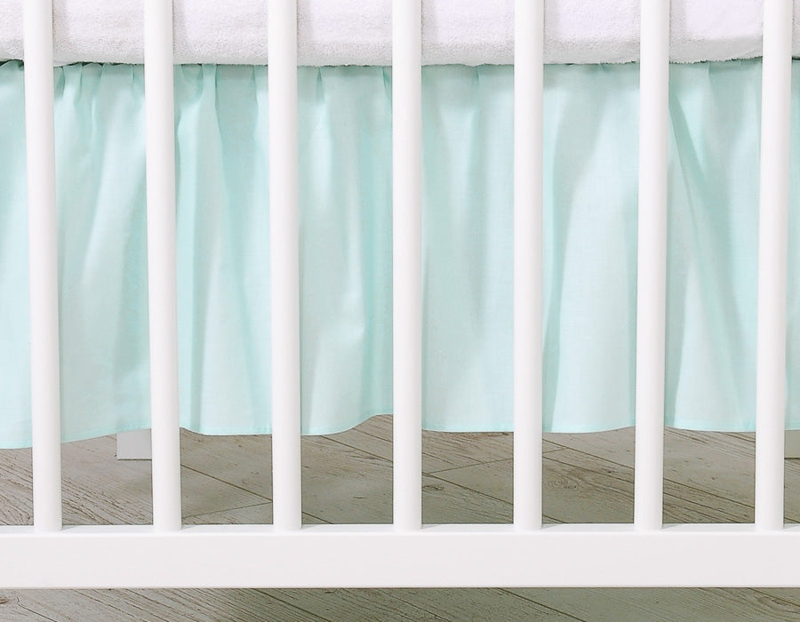 Spjälsängskjol med dammvolanger - 100 % bomull, maskering, 140x70 cm, mintgrön