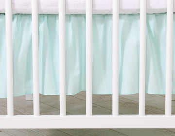 Spjälsängskjol med dammvolanger - 100 % bomull, maskering, 140x70 cm, mintgrön