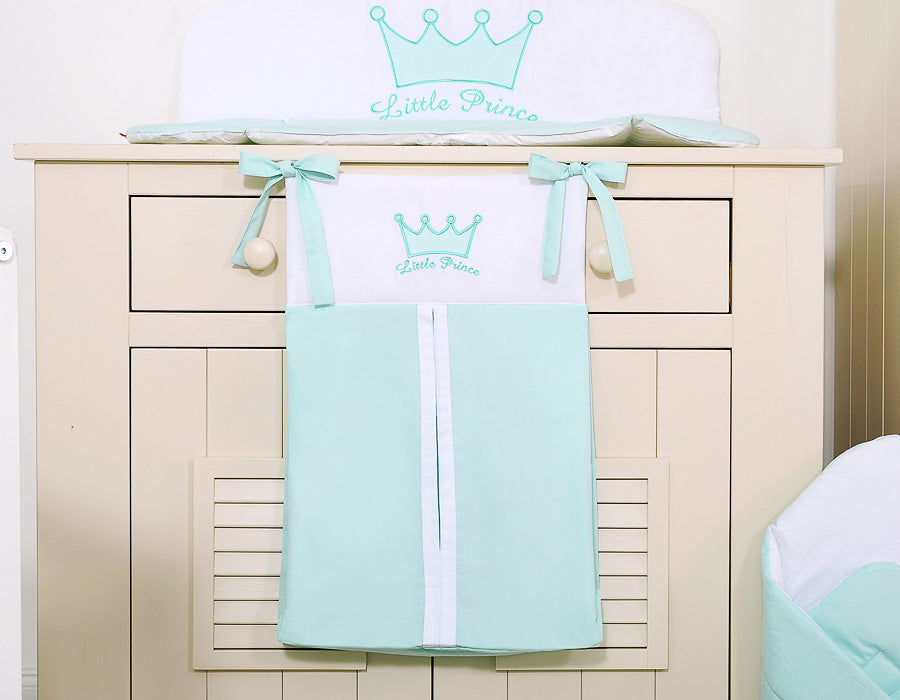 Blöjväska - förvaringsväska - enkel att fästa på byrå - Lille Prinsen/Prinsessan mintgrön