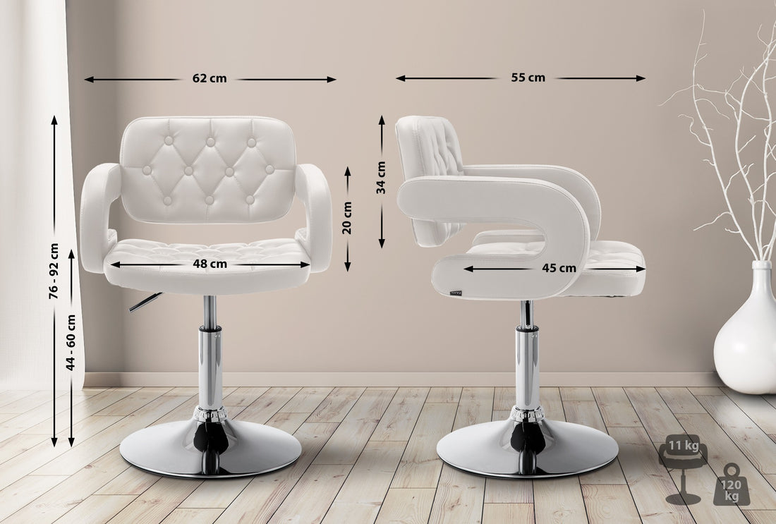 Comfortabele Ligstoel - Loungestoel - Verstelbare Zithoogte & Draaibaar Kleur wit