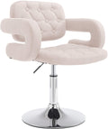 Fauteuil met Stoffen Bekleding - Luxe Comfortstoel - In Hoogte Verstelbaar Tot 60 cm Kleur beige
