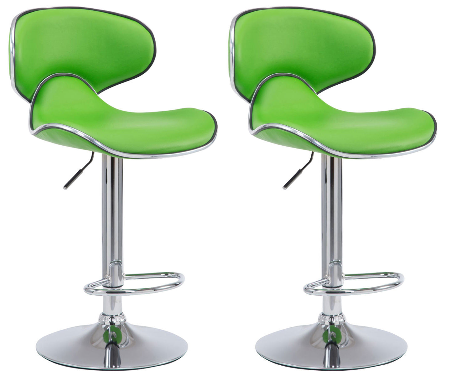 2-delige Set Barkrukken - Hoge Krukken - Comfortabele Zithouding, Kunstleer Kleur groen Onderstel Kleur chroom