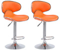 2-delige Set Barkrukken - Hoge Krukken - Comfortabele Zithouding, Kunstleer Kleur oranje Onderstel Kleur chroom
