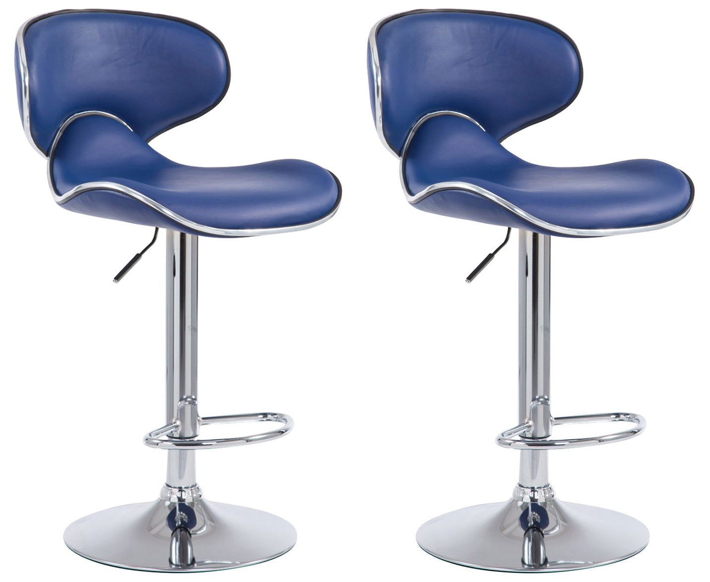 2-delige Set Barkrukken - Hoge Krukken - Comfortabele Zithouding, Kunstleer Kleur blauw Onderstel Kleur chroom