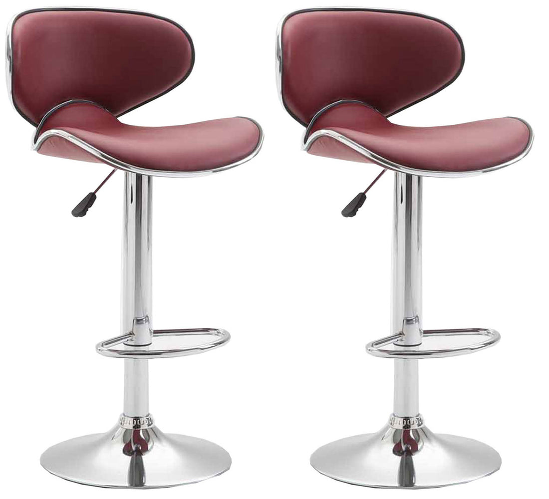 Set van 2 Kunstleren Barkrukken - Design - Traploos Verstelbaar Comfort Kleur bordeauxrood