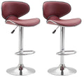Set van 2 Kunstleren Barkrukken - Design - Traploos Verstelbaar Comfort Kleur bordeauxrood