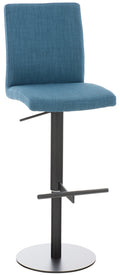 Moderne Barstoel - Kruk - In Hoogte Verstelbaar & Comfortabele Stoffen Bekleding Onderstel Kleur zwart Kleur blauw