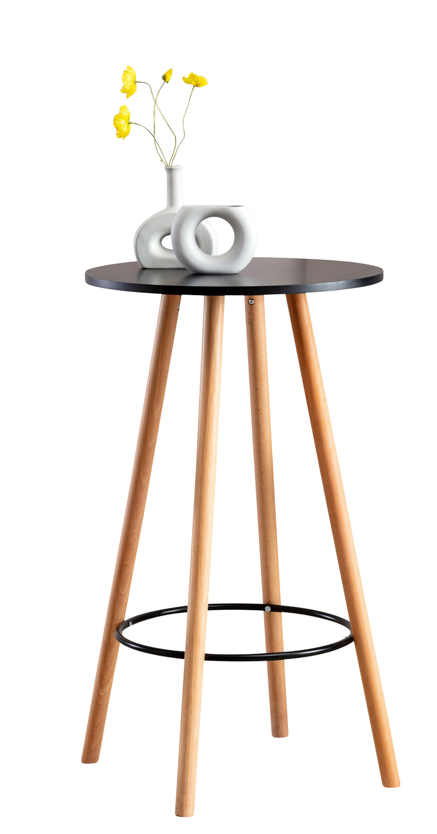 Ronde Statafel - Hoogslaper - Beukenhout, Stabiel en Stevig Design Kleur wit Onderstel Kleur natuur