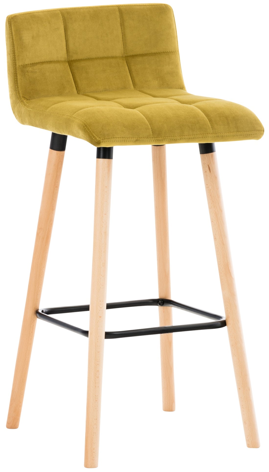 Fluwelen Barkruk - Velvet Kruk - Hoog zitcomfort met rugsteun Kleur geel